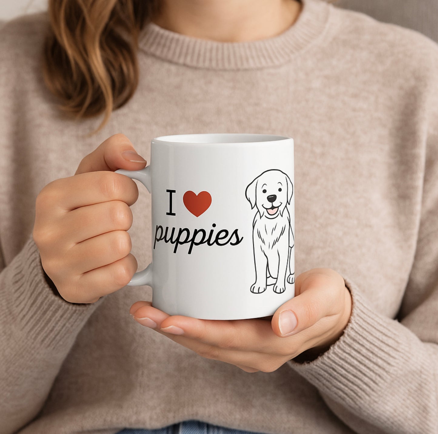 " I heart puppies " White 11oz Ceramic Mug